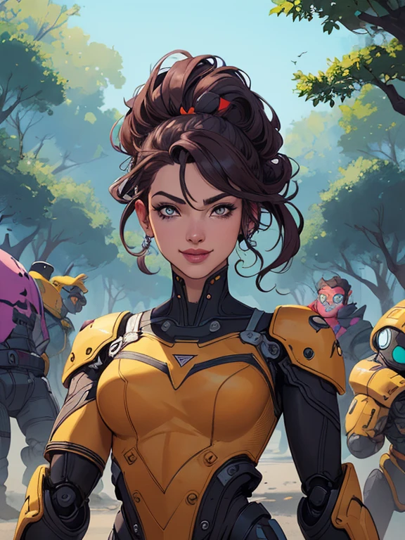 CharacterCartoon style digital illustration female GTA style in Cartoon style digital illustration artgerm style cartoon image of a woman .Ilustra??o estilo desenho animado, estilo de arte dos desenhos animados, Ella Purnel lestilo Cartoon style digital illustration artgerm style cartoon art style, digital illustration style, design de personagens altamente detalhado, arte digital detalhada coragem, Forest fan art, Design de personagens de retrato, beautiful digital illustration, retrato de alta qualidade, Arte em quadrinhos, mulher jovem cabelo com transas lindas . Beautiful lined eyes Medium large bust and wonderful sexy clothes. image expression of sexual desire from the waist to the illustration Ella Purnellstyle Cartoon style digital illustration style Cartoon style digital illustration style GTAblonde, French braid in hair, cabelo caindo, sci-fi, metal brilhante, robot, half robot, seios grandes, seios enormes, seios enormes, guerreiro, guerreiro queen, , sorriso, Feroz sorriso, Feroz, Ouro, Ouroen, bright Ouro, futurista, ciberpunk, ciberpunk police, ciberpunk police officer, uniforme policial, Seios cobertos, fechar-se, jaqueta, noiteWIDE ANGLE LENSE