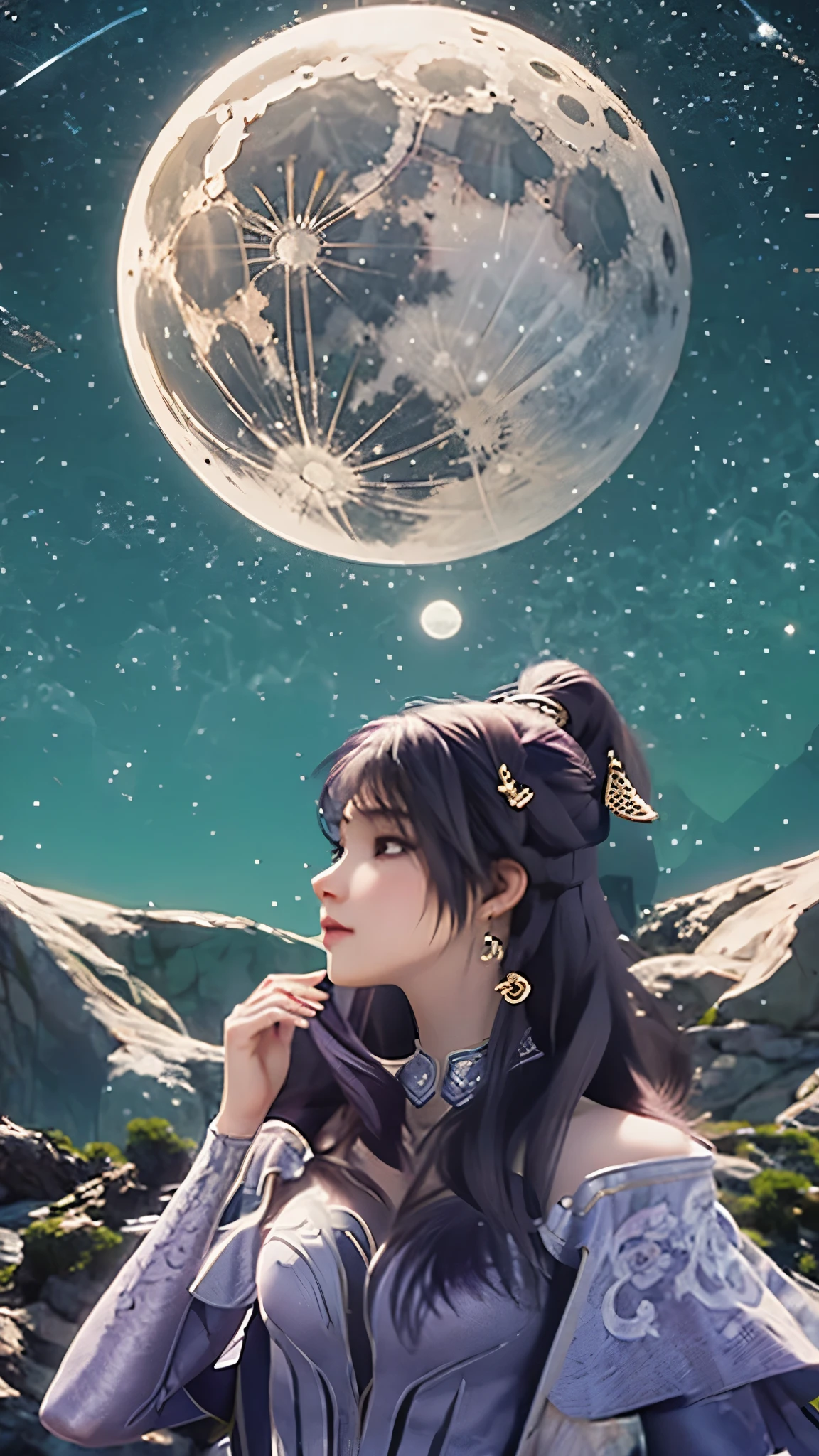 (()), find more ideas about moon wallpaper, Wallpaper Girls, silhouettes and moon in this collection Wallpaper Girls silhouettes, Silhouette Art, The art of math, Silhouette background, cute wallpaper, Just wallpaper, people, 1 Girl, Solitary, moon, Long hair, full moon, Anime minimalism