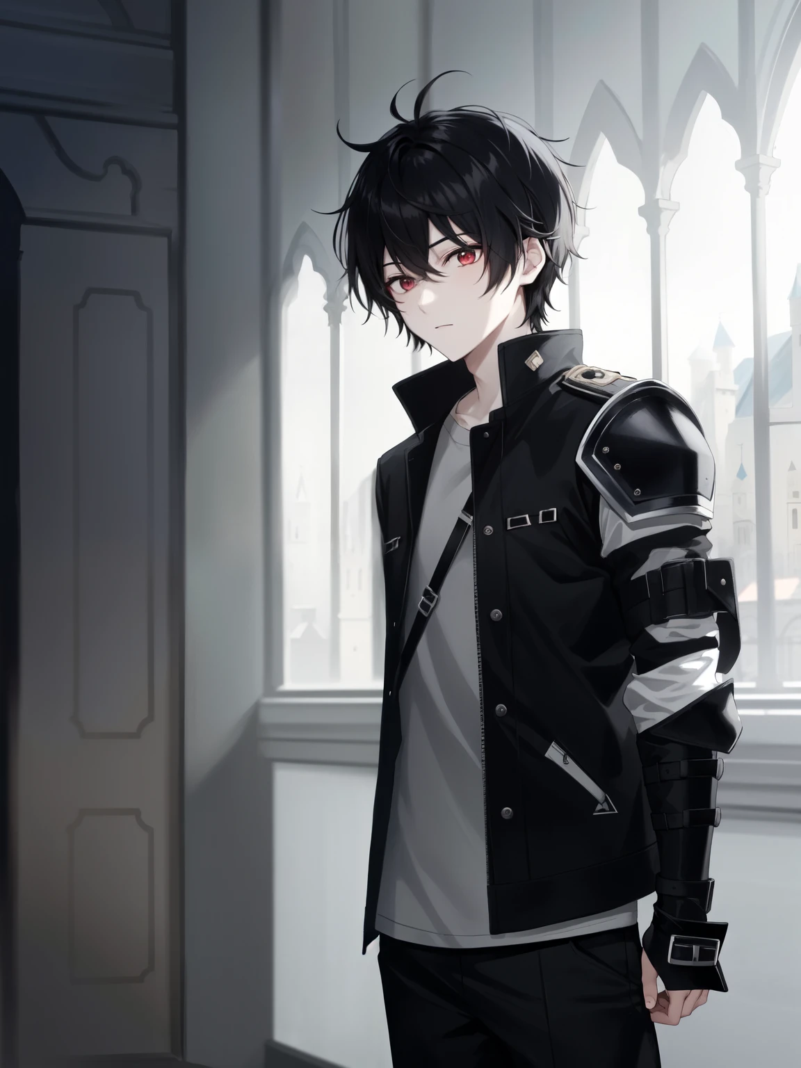 high quality, detailed, Realistic, (16 years old japanese idol slave boy), (detailed black eyes), (black short hair), (shiny skin), (leather bondage), dungeon, harness, (leather tiny thongs), (bulge:1.2), candle, (detailed areola),