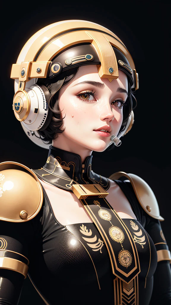 (masterpiece, 4k, ultra detailed, raw photo: 1.2), illustration, (portrait:1.2), (single background, black background1.4), (Art Deco:1.4), (minimalism:1.4), (clean:1.4), (fractal:1.4), (Microphone art deco), (Podcast) CCDDA Artstyle, 1man wear helmet full face