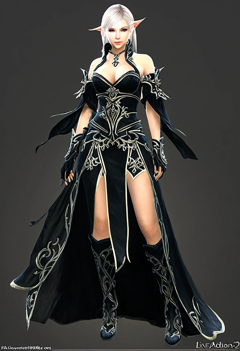 Elfa oscura, set avadon robe de lineage 2, lineage 2 juego, set avadon robe, mujer, super sexy