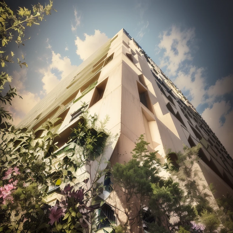 There is a tall building with a clock on it, Concrete Building, Seen from the ground, Chiseled architecture, Building orientation, View from below, 3/4 View from below, View from the ground, Look Up, Entire building, Upward shot, The photo shows a large, View from below, Arch Daily, Intermediate View