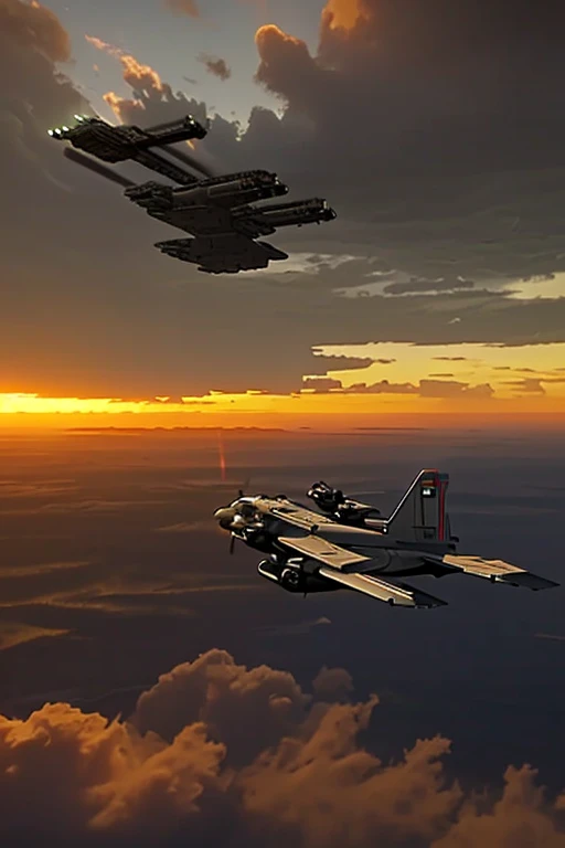 masterpiece, Best Cinematic Quality, Star Wars,Repulsorlift Gunship,For soldiers, cloud, landscape, Light,, scenery, sign, null, null間, Sage Gray null間craft, star \(null\), sunset, Twitch (Mid-range long shot:1.2)