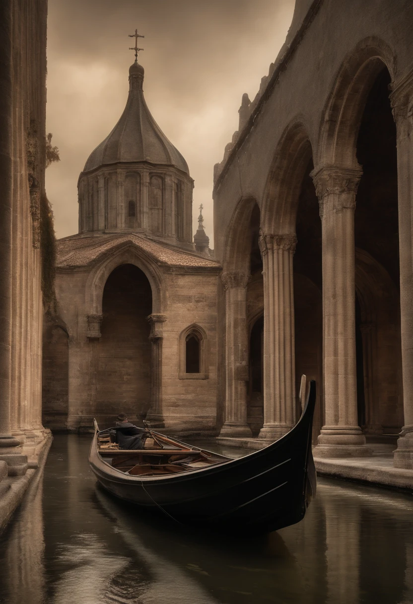 a painting of a painting of a cathedral with a boat in the water, ein Matte Painting von Friedrich Gauermann, Pinterest (Englisch), Gotische Kunst, carl friedrich, Neugotische Kunst, berthold woltze, inspirierende gotische Architektur, Gotische Kathedrale, Gotische Malerei, Gotische Architektur, Late Gothic sacred painting, sebastian pether, asher david friedrich, Stil der deutschen Romantik