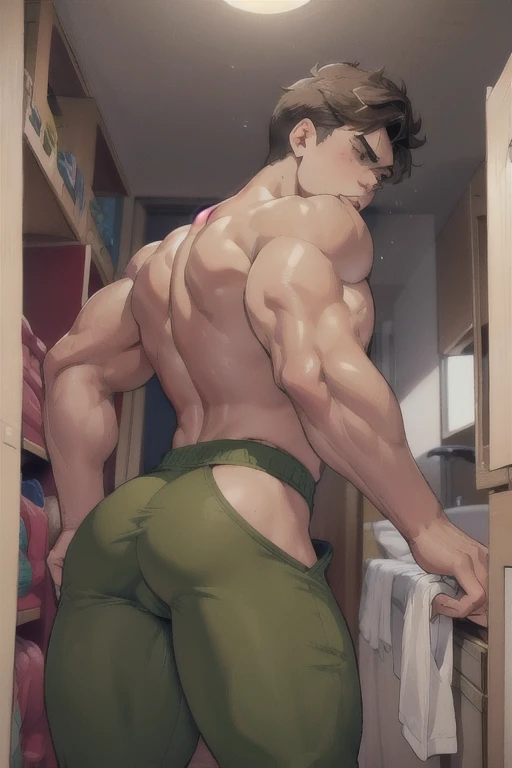 Peter Pan examines the buttocks of a 17-year-old Brazilian boy, wear tight sweatpants with a protruding, bulging codpiece. muscular, With round, solid, perfect buttocks, aesthetic, erotic, Beautiful