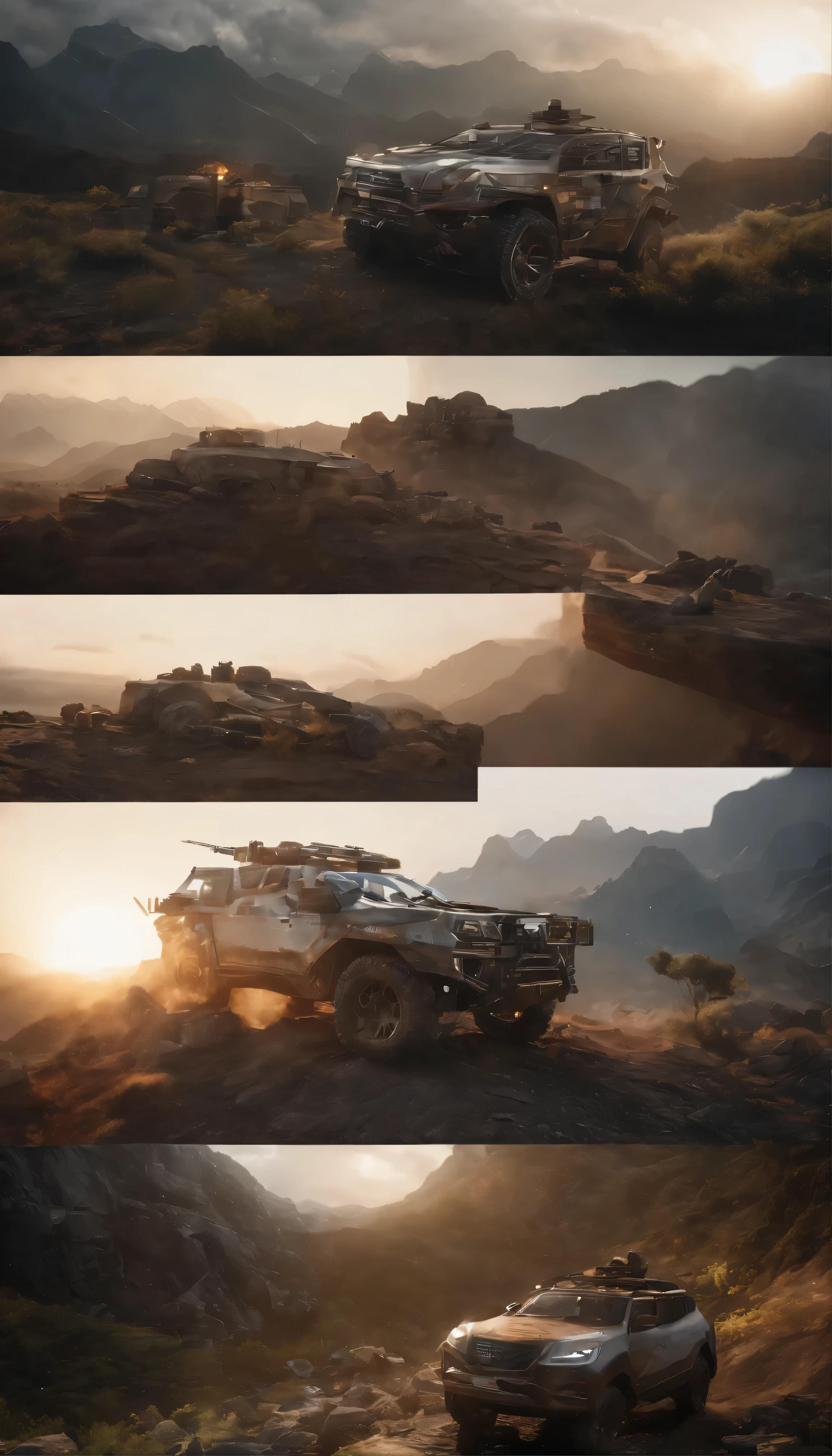 A stunning concept art piece depicting a traditional landscape in 8K resolution、It boasts super cool and ultra realistic sci-fi elements.。The images are filled with dramatic and atmospheric lighting.、Light rays trace ultra-detailed 3D environments。This scene、Dark shadows to highlight the ultra-detailed features that are trending in 4K Ultra HD ArtStation、Creates cinematic lighting effects。The central focus is、The design emphasizes the futuristic machinery placed in a rustic landscape.、Adds attractive contrast to the image。Unrealistic Engine 5 rendering、Enhance your visual experience、This really makes this a masterpiece.。