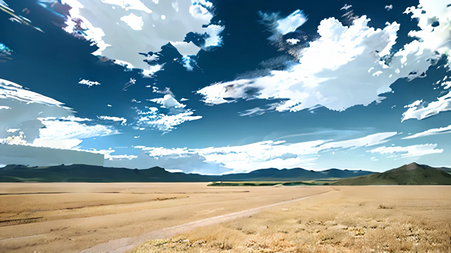 blue sky、Vast Land、There's no one here。