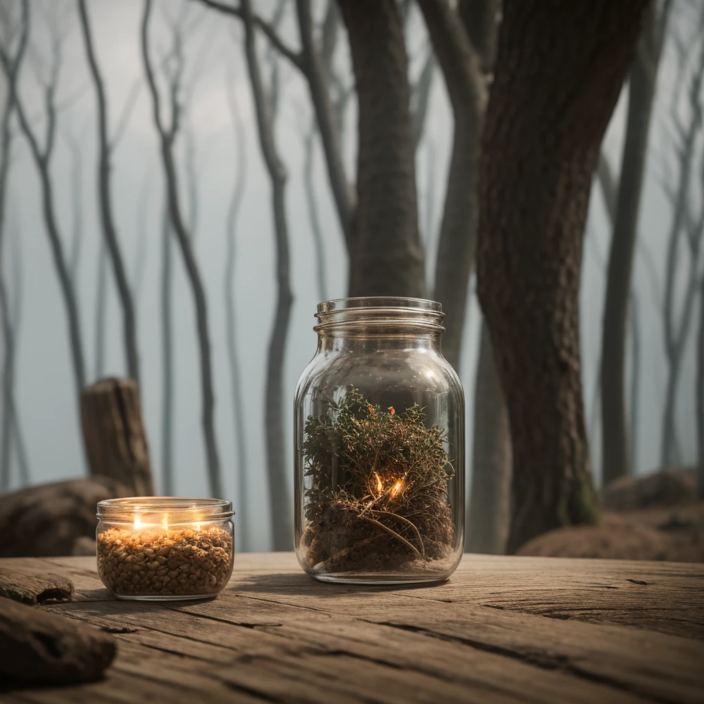 [[(a detailed miniking trapped in a jar, king sitting on a throne), atmospheric oliva lighting, on the table, 4k UHD, dark vibes, hyper detailed, vibrant colours forest background, epic composition, octane render, sharp focus, high resolution isometric, (film grain:1.3), The light is sparkling, high quality photography, 3 point lighting, flash with softbox, 4k, Canon EOS R3, hdr, smooth, sharp focus, high resolution, award winning photo, 80mm, f2.8, bokeh, (a king trapped in a jar), solo man]]