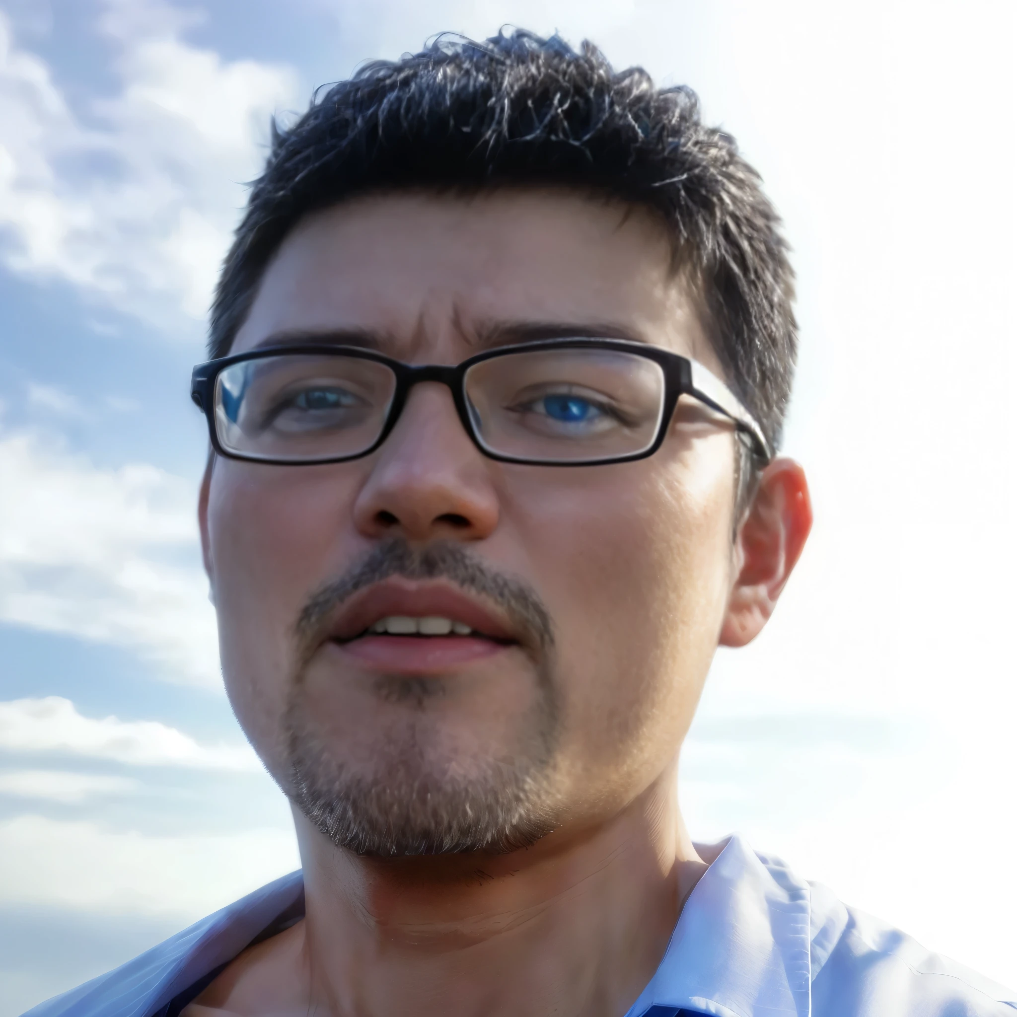Wearing glasses、(blue eyes)、There's a guy in a blue shirt, 8K Selfie, He threatened Hideo., tomohiro shimoguchi, eichiro oda, Jinseong Lim, amazing, daisuke tsutsumi, Jung Jun Won, junichi oda, I love you Michael, Protective Stick, shinji kimura
