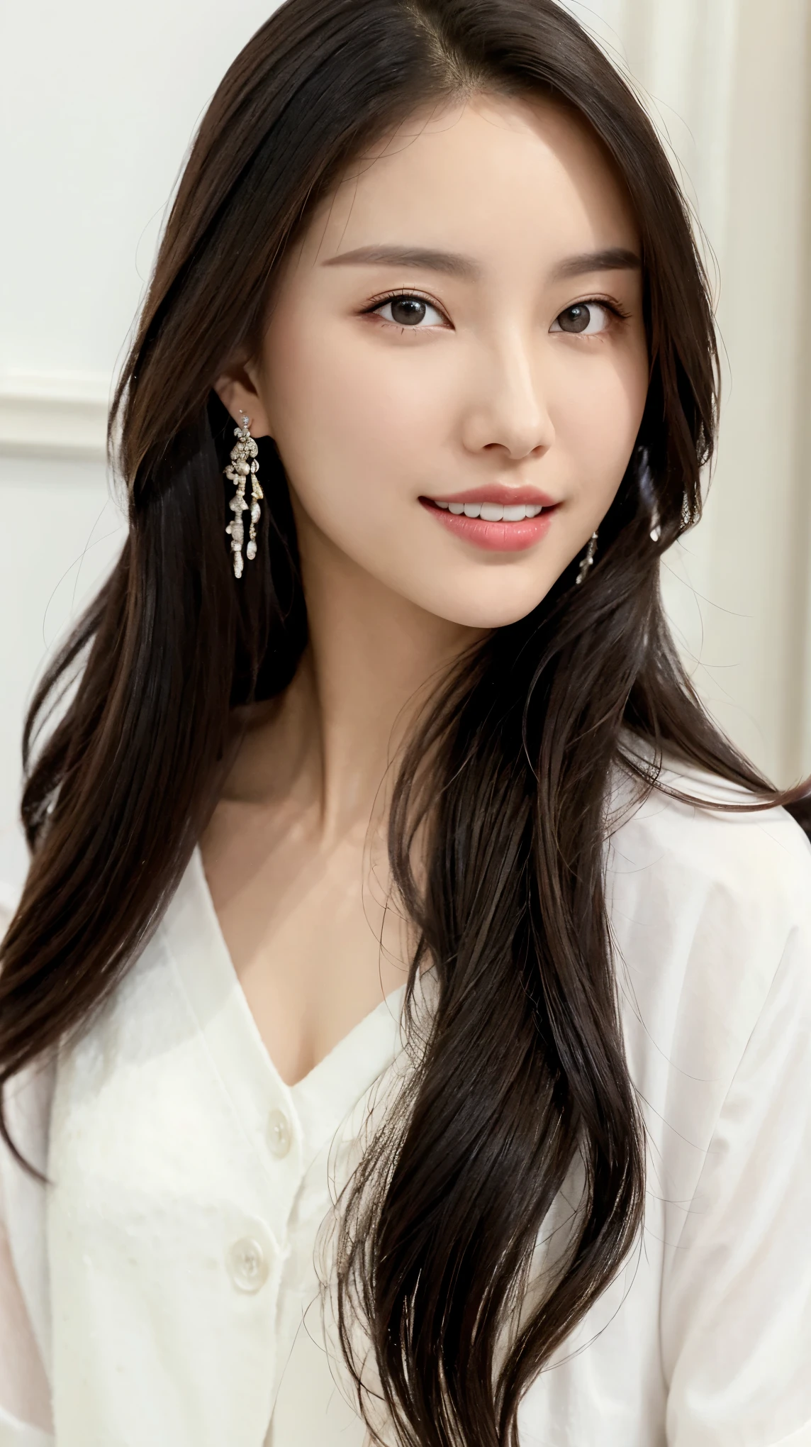 highest quality、8k Masterpiece、superA high resolution、(Photorealistic:1.3)、RAW Photos、1 girl、Black Hair、extremely detailed Glowing Skin、50 years old、Portrait、Global Illumination、Shadow、Octane Rendering、8k、Super sharp、Beautiful breastetal、Cold colors、Very intricate detailuch Light、CGSoation Trend、extremely detailed Beautiful Eyes、Shining Eyes、To the camera、Neon Details、extremely detailed Clear skin、long hair、smile、Featured on cosmetics website、Elegance、Photo Studio、short hair、naked、more lighting, photo painting, Picture-perfect, white skin