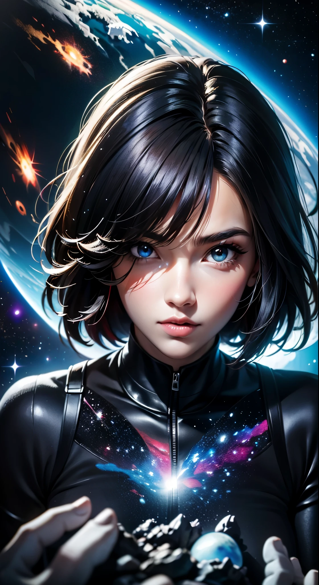 nijistyle,rfktr_technotrex,woman exploring planets, alien worlds, exotic locations, deep space,unkown terrors, galactic, nebulas,stars,fcPortrait