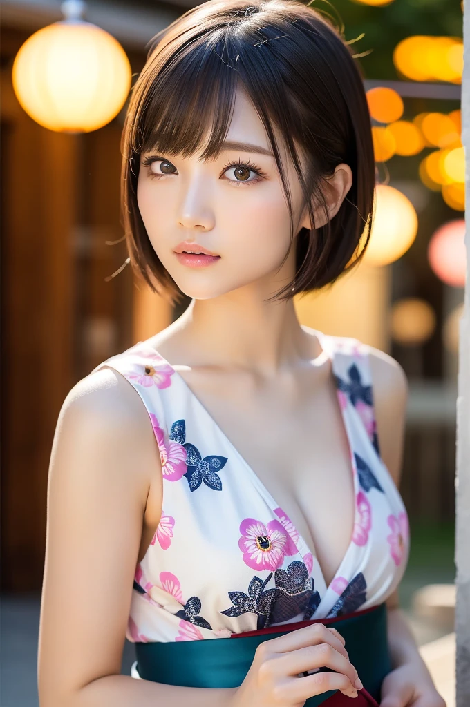 (highest quality:1.5)、(Real:1.5)、(1 person:1.5)、Medium Shot、(Very detailed)、(High resolution)、8k、Normal milk、Natural color lip、Japanese women、24 year old girl、Thin eyebrows、Beautiful and elegant face、Cute face、Arched thin eyebrows、(Large, balanced eyes)、Big Eyes、Fair skin、Beautiful and elegant face、Natural Bangs、Beautiful and thin nose、 Beautiful Skin、Medium Bob Hair、Natural Bangs、Perfect and beautiful facial features、Slim face and figure、(Bright lighting)、Professional Lighting、(Lighting from the front)、Outdoor、Beautiful cleavage、1 personの少女、Cute and sexy slim 24 year old woman、Fair skin、(A dreamy look)、(Floral Yukata)、(Normal milk)、(A simple pose facing forward)、(Beautiful Obi)、Beautiful clavicle、(Brightly colored fireworks burst into flames at a night festival)、summer、