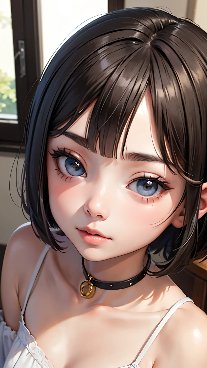 short hairと白のシャツ, short hair, 前髪のあるshort hair, Woman with pretty face, Cute little face in a portrait, French Bob, White skin!!, 短い茶色の髪とBig eyes, Soft Portrait Shot 8k, Beautiful light、Big eyes, Beautiful girl, Young girl with bob cut, Full Shot,Best image quality, Tabletop, Leonardo da Vinci's Notebooks Da Vinci, Leonardo da Vinci's manuscript in the background,Swimwear,show off your thin legs,