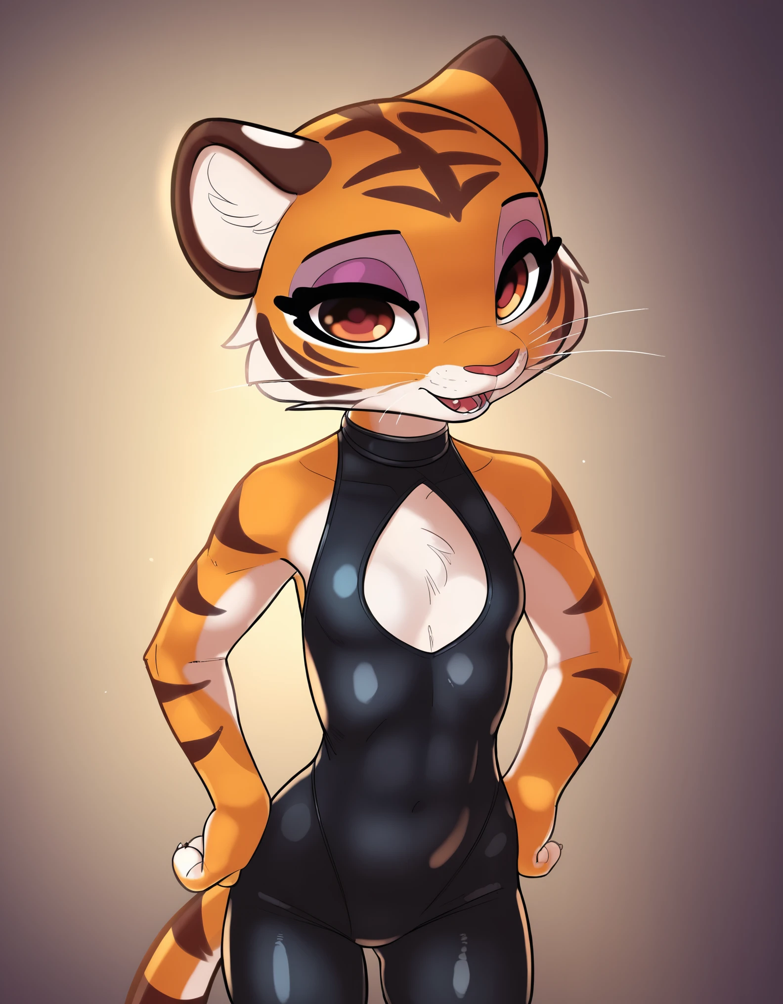 master tigress,round pupils,2d, slender, woman, young, small tail: 1.1, beautiful eyes, perfect anatomy, furry, detailed furry, on e621, detailed background, high resolution, absurd resolution, shaded, cute, solo, by siroc, by zinfyu, by dagasi, by chunie, clothing, clothes