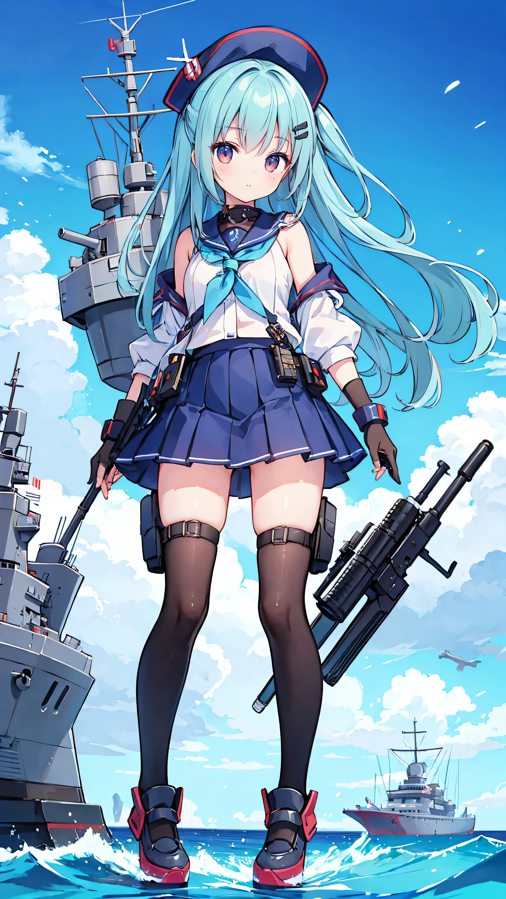 Very cute battleship girl、Weapon equipment、All bullets fired、