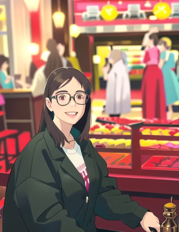 A cute girl wearing glasses
