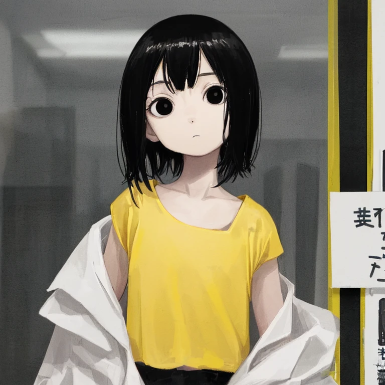 score_9, score_8_up, score_7_up, best quality, uncensored, source_anime,
BREAK
1girl, hanako-san, black hair, black eyes, no nose, yellow shirt, flat chest,
standing, mugshot, looking at viewer, upper body, portrait, close-up face, facing viewer, indoors,
