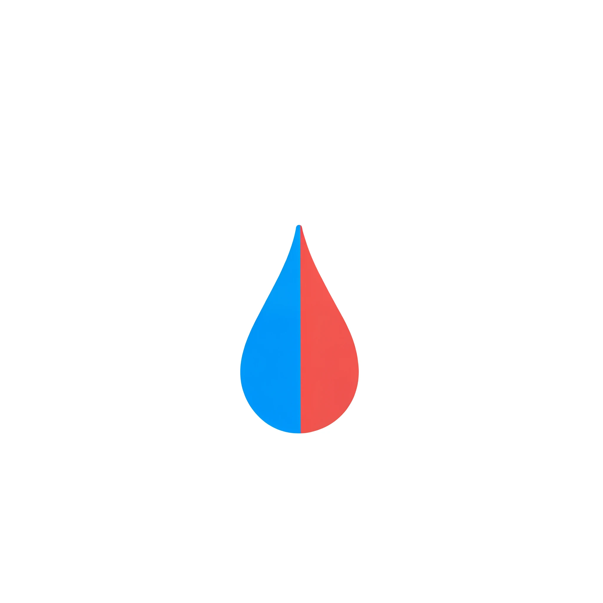 A light red water drop,U-shaped up arrow,Overall blue