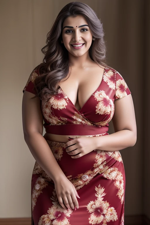 20yo in school school photo in school masterpiece, (photorealistic:1.4), best quality, beautiful lighting,Eleanor indian Woman 30yo Old ,Big Breasts Plus Size Model lipstick Bun lHair Bun Hair Hair Lifts Skirt Up Raised Skirt, wearing Sexy red Floral Print Satin Slip Nightdress.