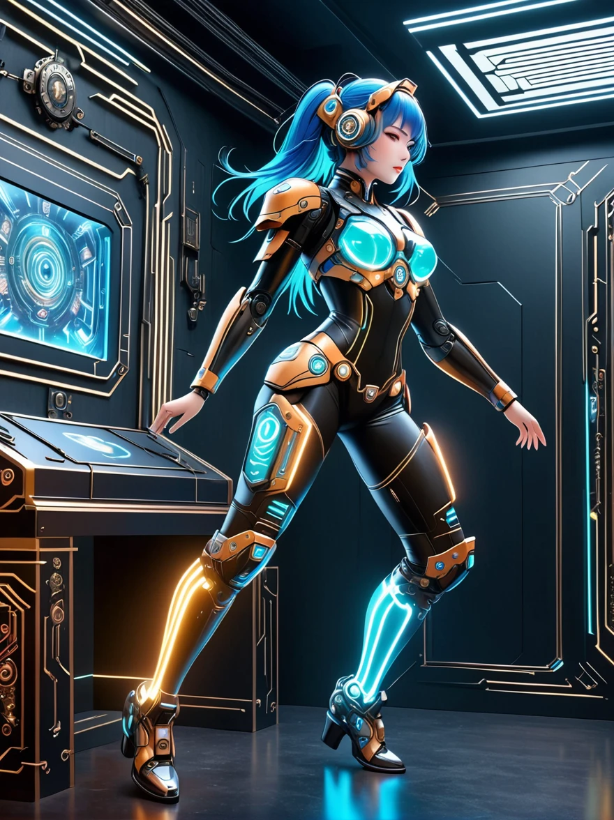 Beautiful female mecha, Translucent mech, Iridescent neon color wiring diagram and LEDs all over face and body, Photo frames and backgrounds mixed and fused with steampunk, Cyberpunk and Clockpunk, Background Analysis Room, (Full body shot), (Mechanical shoes:1.2), (Black laser stockings), Super Fine, Unbelievably ridiculous, Extremely detailed, Delicate and dynamic, Surrealism, rococo style, Cubist Futurism, Futurism, first-person view, pov, (anatomically correct), best quality, 8k, UHD, masterpiece, ccurate, textured skin, super detail, award winning, best quality