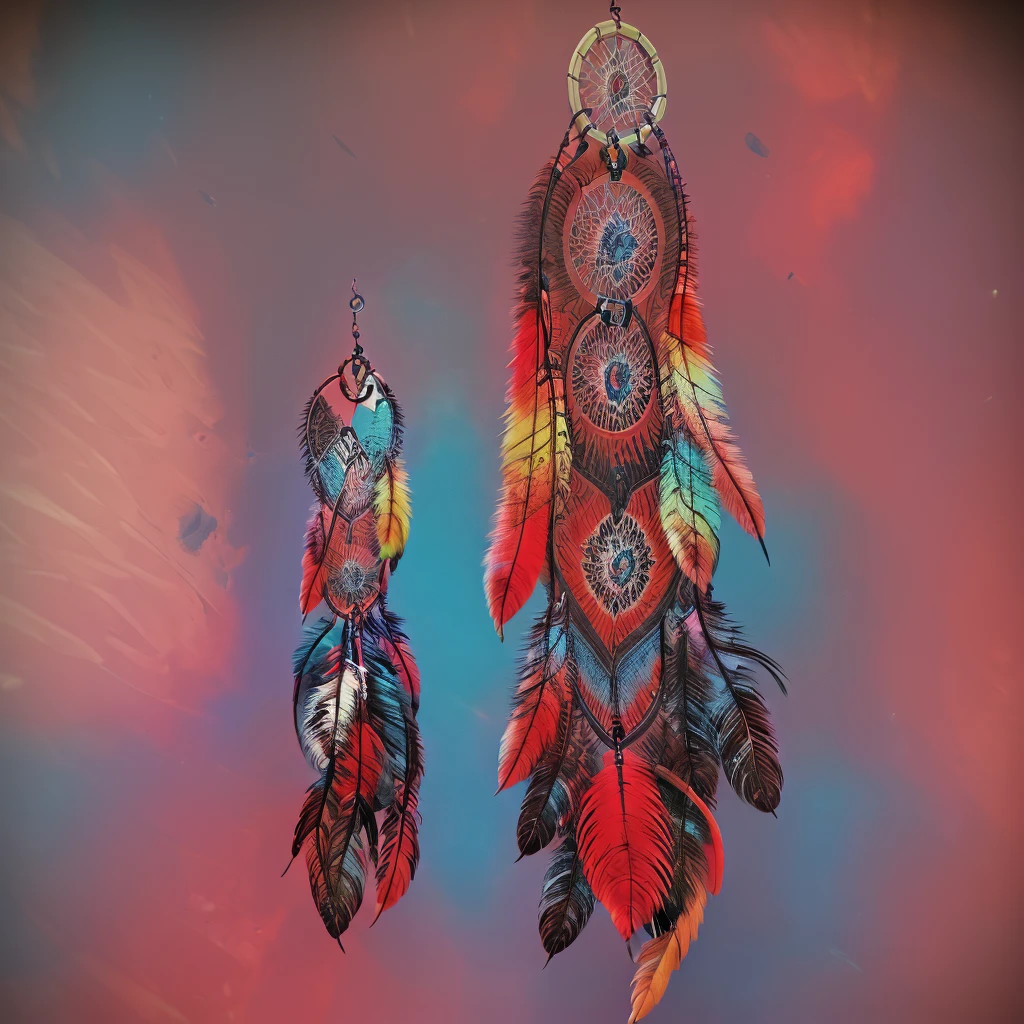 3D Cherokee Indian Dream Catcher , depth, detailed, defined, colorful, feathered, sparkled, breathtaking