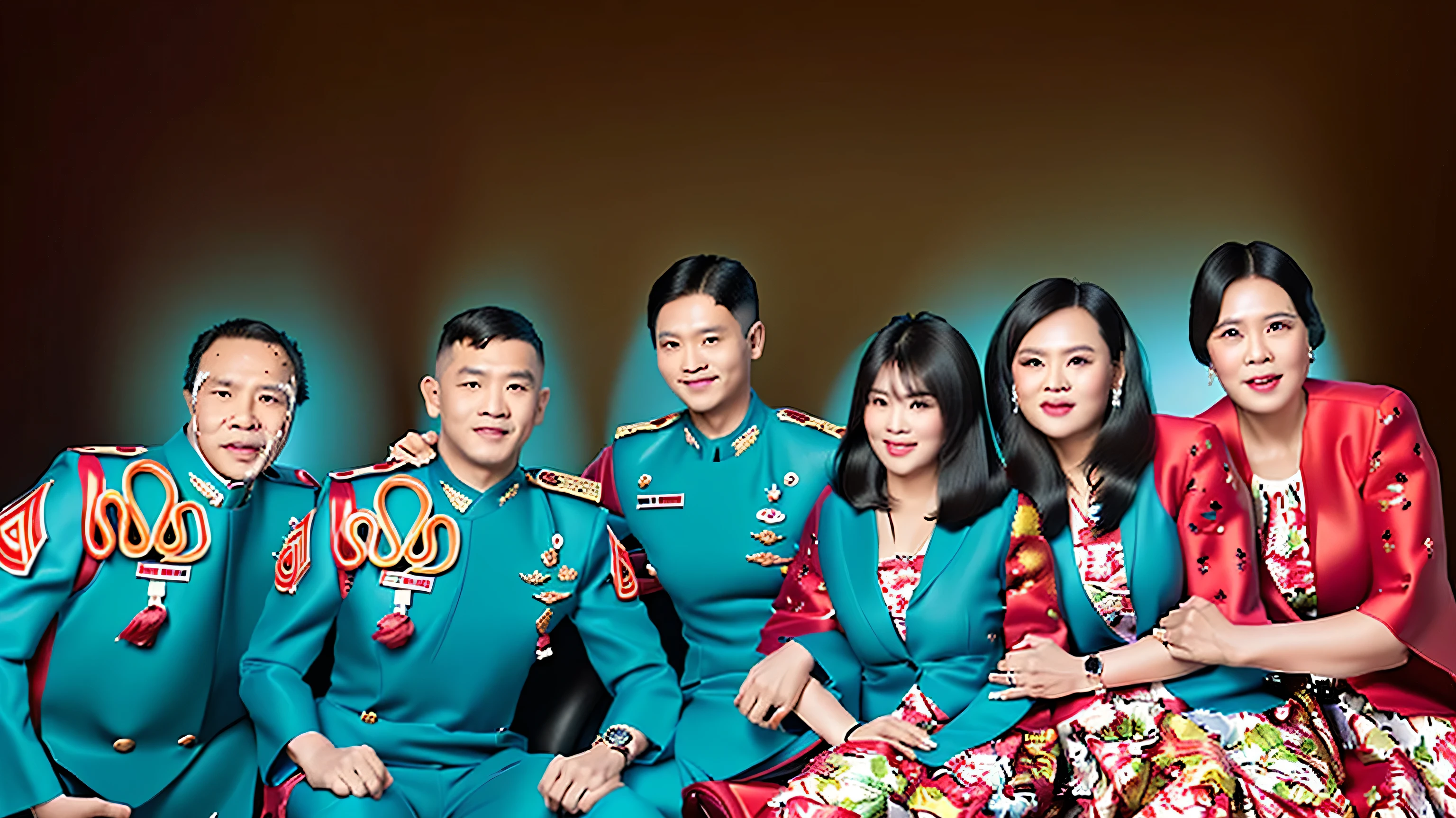 there are a group of people that are posing for a picture, barong family, family photo, backdrop, family portrait, an indonesian family portrait, photo shoot, portrait n - 9, profile picture, profile pic, family photography, profile image, full body photogenic shot, happy family, 👰 🏇 ❌ 🍃, barong family member, official photos, official photo