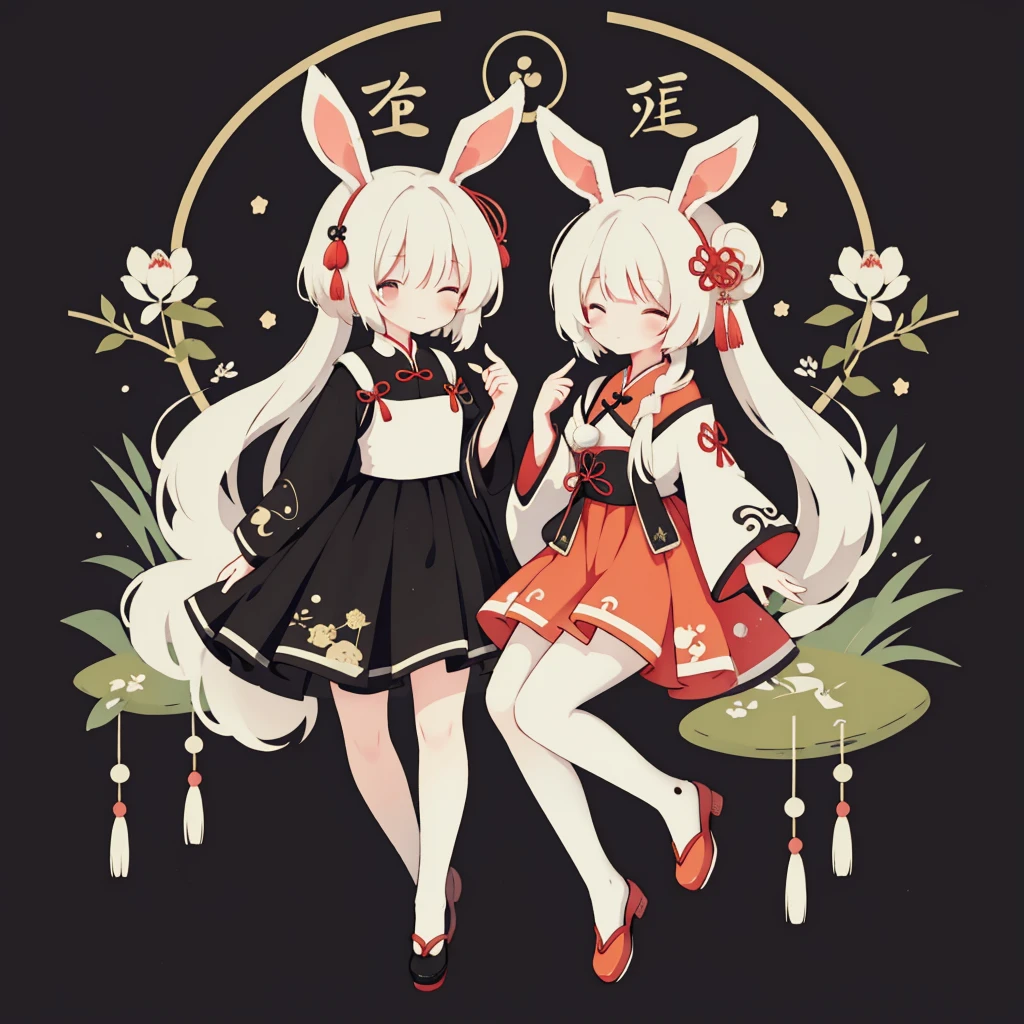 (A rabbit:1.4), sat on the ground, Looking up, Mid-Autumn Festival atmosphere, sweet osmanthueniscuoon cake,(Chinese kanji:1.3),Chinese Traditional illustration style, Digital art, Simple background, Masterpiece on white background, (Amy Sol style),Light abstract cover art, Simple vector art,Best quality, Ultra-detailed, High quality, 4K