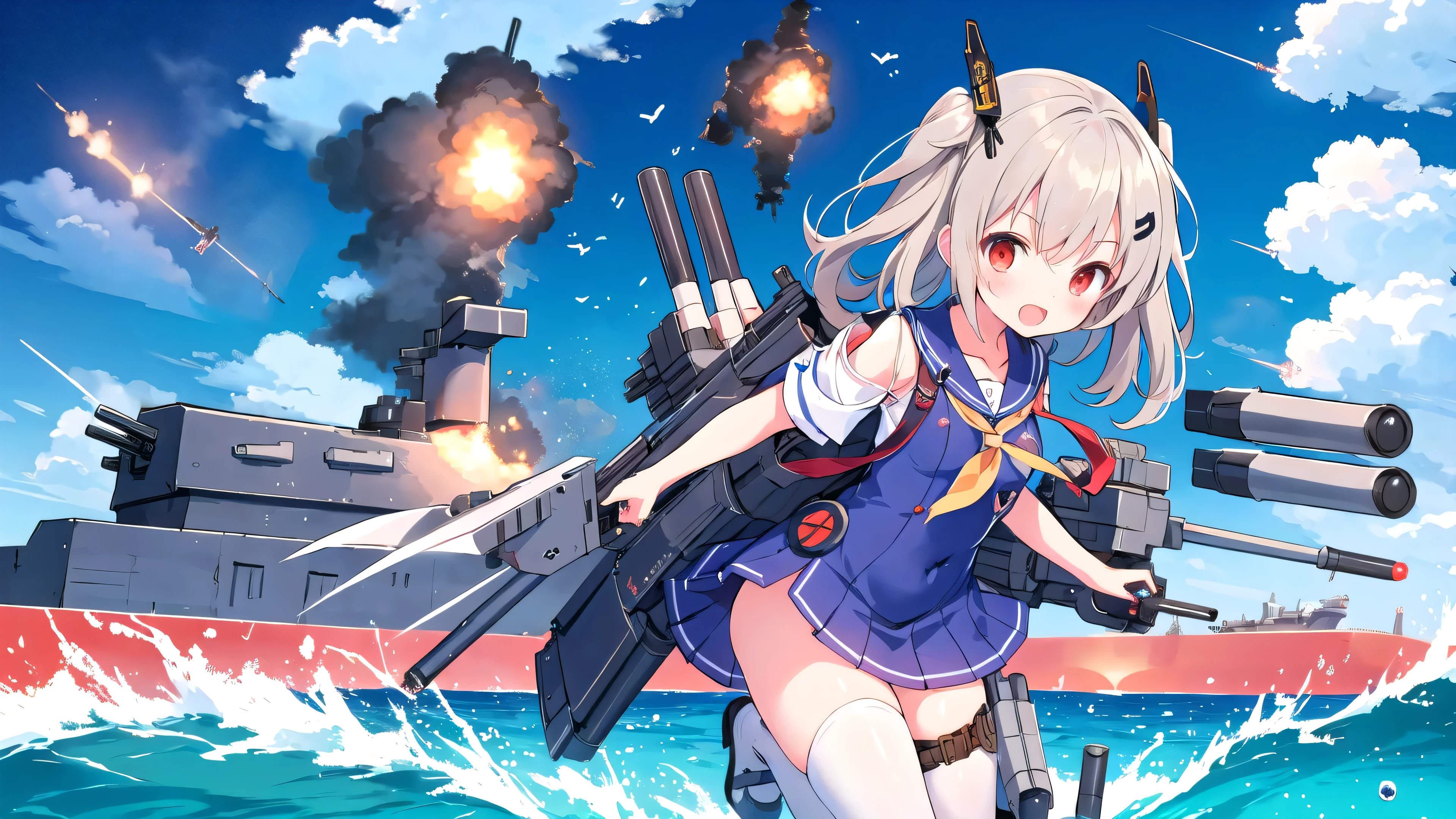 Very cute battleship girl、Weapon equipment、All missiles fired、