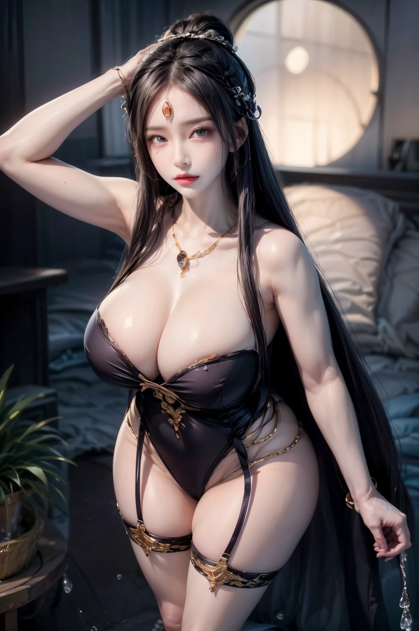 realistic, 1gril, per HD, 12k, wearing Allstars shoes, slim body, rather big body, six pack body, big round breasts, no clothes, beautiful breasts, looking at the camera, sitting on the sofa, long black hair, facial details, detailed person, body details, clothing details, hair details, body details, body details, breast details, vagina details, clothes, eye details, sweat details, water details, pose (knees bent and legs wide apart) whole body