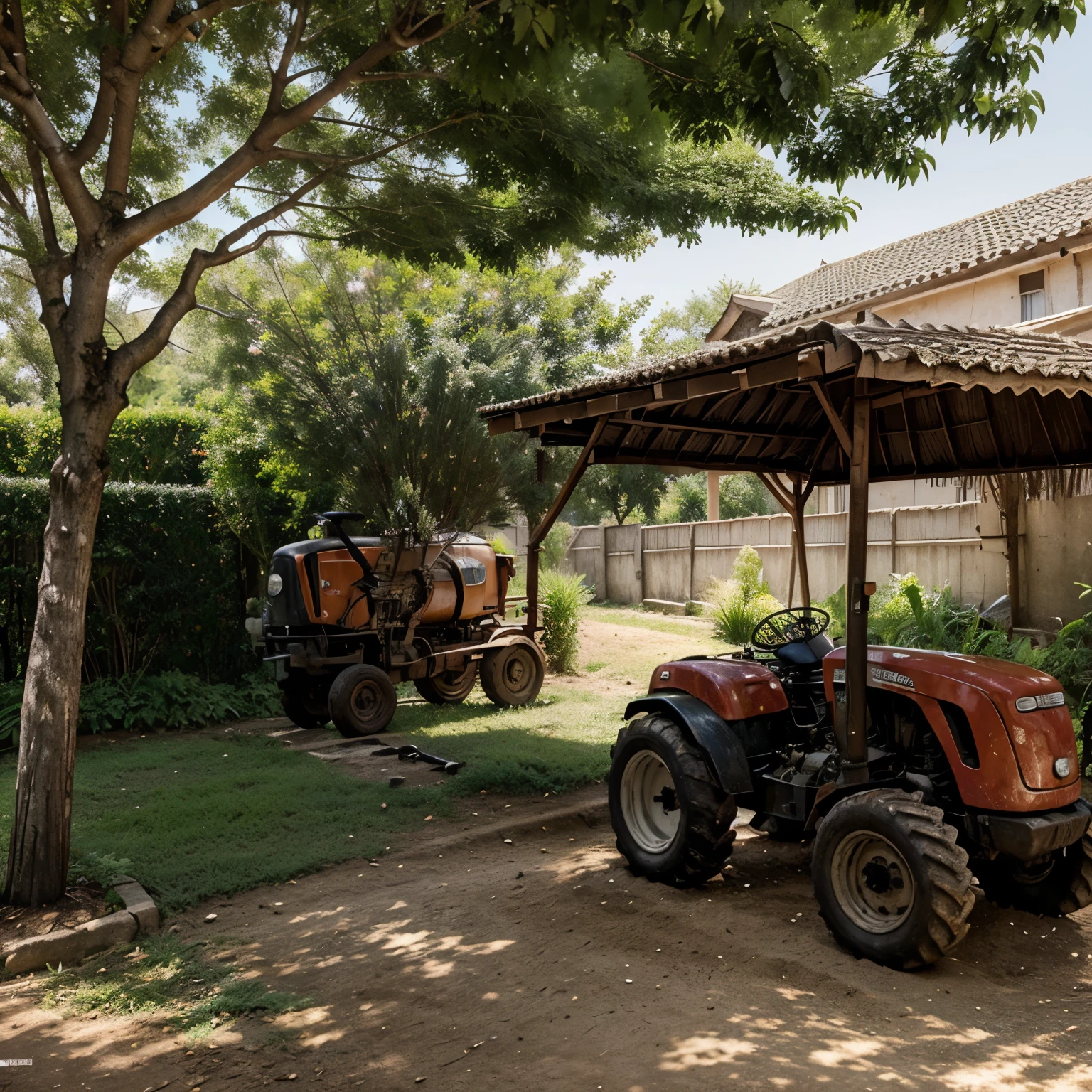 Make a underground shade beside my home for parking tractor 