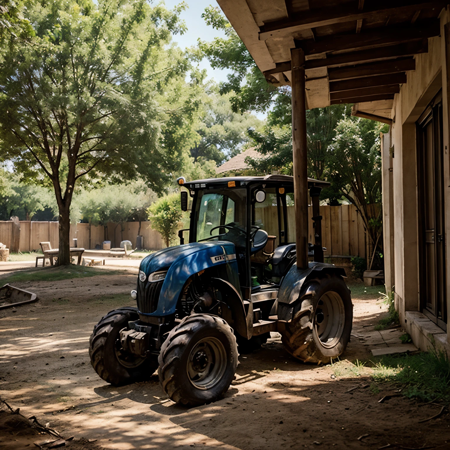 Make a underground shade beside my home for parking tractor