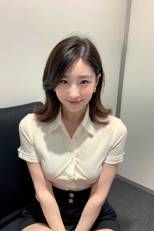 ((Three 30-year-old mature women:1.5))、Japanese women、sexy,Fine skin、Star Piece、Beautiful breasts High quality、Perfect Sentence、so beautiful、High resolution face、light makeup、Beautiful ass high quality、Glowing Beautiful Skin、Glowing Beautiful Skin step piece、Transparent beauty、Realistic、smile、Looking at the camera、Whitening skin、maStar Piece、Wavy Hair、she、A fitted shirt with a collar and buttons、Tight mini skirt、Large Breasts、Wrinkles around the eyes、Slim and beautiful legs、thin、sit in office chair