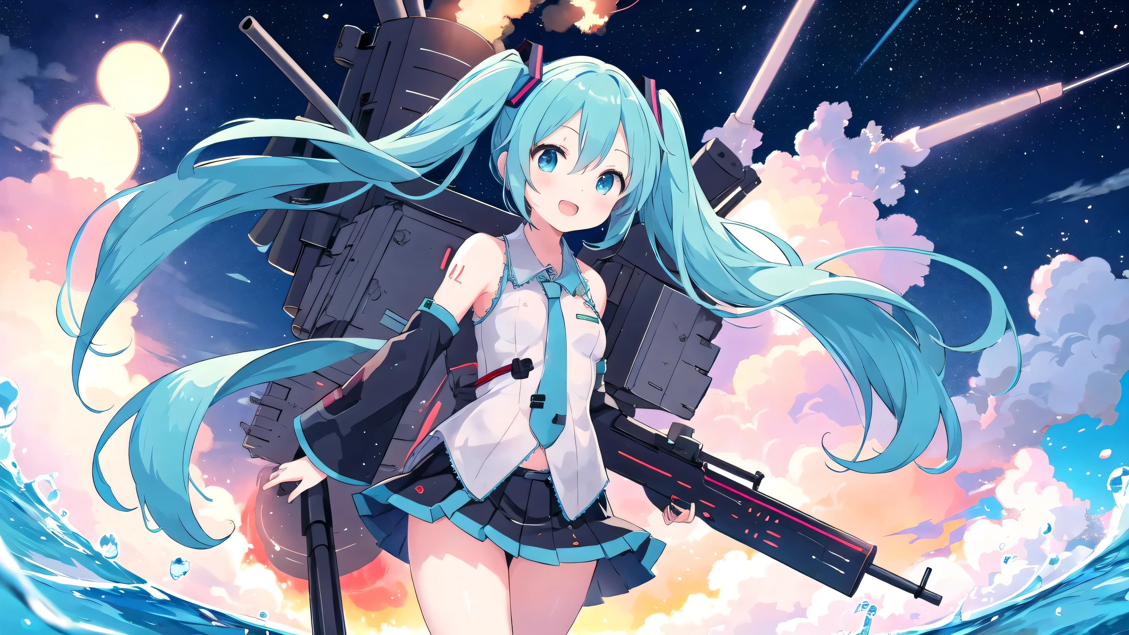 Very cute battleship girl、Hatsune Miku、Weapon equipment、All missiles fired、