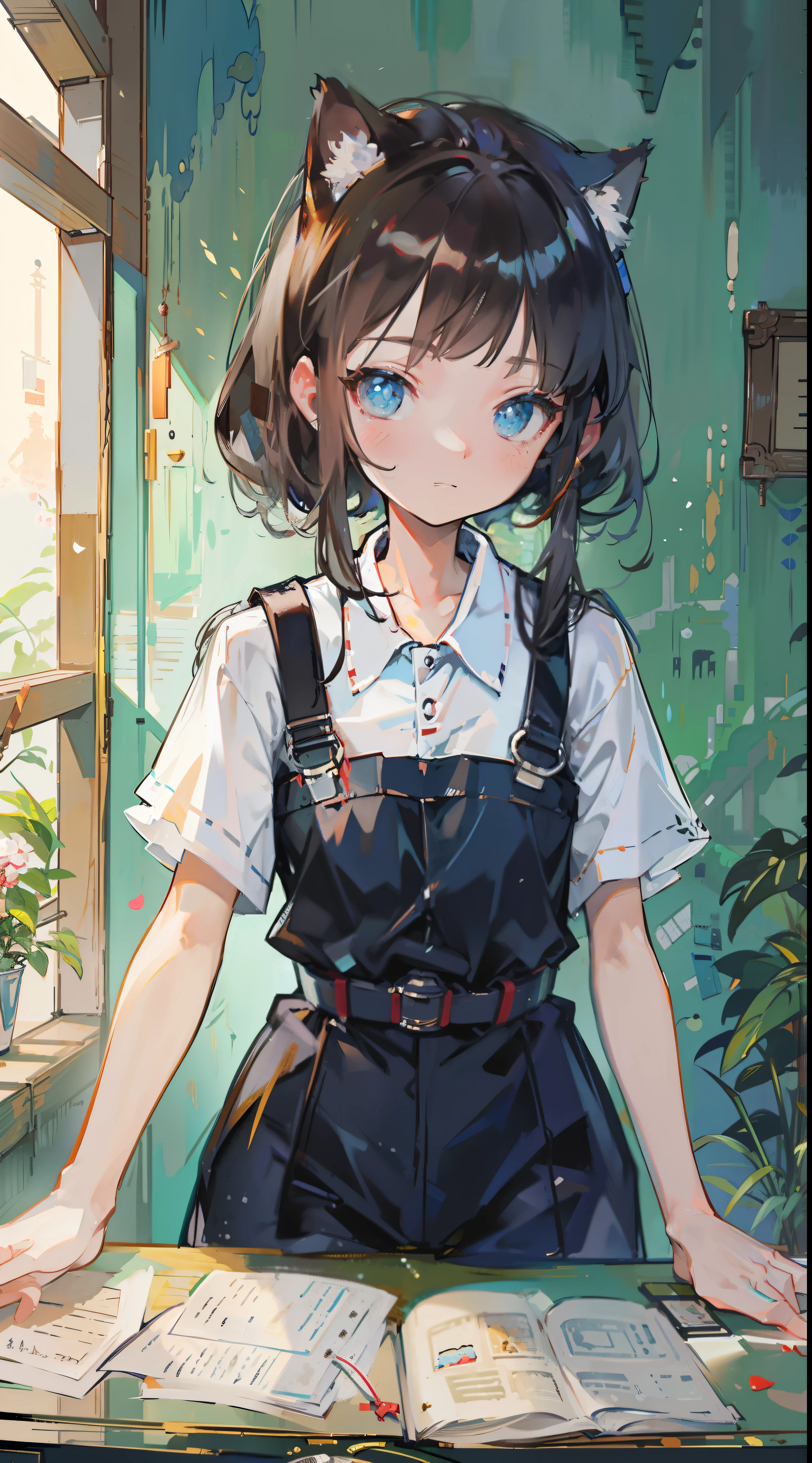 (Tabletop, highest quality: 1.1), Ghibli style, alone, , Weibo, Tinker's Wife (Tabletop), highest quality, Expressive eyes, Perfect Face, Small breasts, thin, ((Wearing a dress and playing the piano)),Transparent glass bottle body, Glass Girl, transparent, Wavy green hair, Pink and blue eyes, Green leaves of hair, Eyes like shining jewels, Long eyelashes, Transparency, ((Wearing a dress and playing the piano)), (Red Jewel Autumn Costume)), whole body, Standing Pose Reaching Out, thin feet, Perfect hands, Five Fingers, Yun News (Hmph), no_human, (((Cat ear))), Forest land