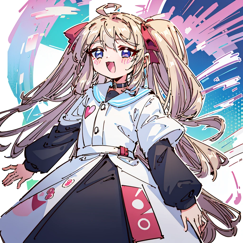 sticker, Beautiful anime girl, （Silver long hair double ponytail）,Red-purple eyes，Happy expression，Campsite，tent，There is only one black cat，In a circle, White background, Phnom Penh，It has a simple, Super detailed, Detailed drawings, Vectorization, contour, 8k, 专业sticker设计, Flat design, Vector Lines, sticker, , , Full HD，Neon tube frame，Fluorescent tubes，transparency，Cute outdoor clothes