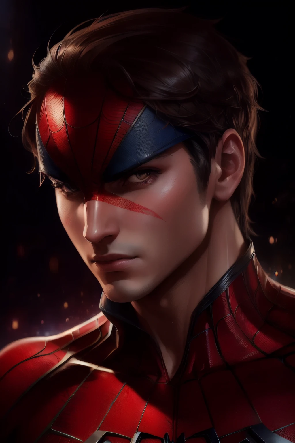 (Award Winning Digital Artwork:1.3) of (Sketch:1.3),(Energetic:1.3) Spidey, EmmaRob,CGSociety,ArtStation,(Saturated:1.3),(close portrait:1.3),(Feminine:1.4),(beautiful:1.4),(attractive:1.3),handsome,calendar pose,perfectly detailed eyes,studio lighting,thematic background