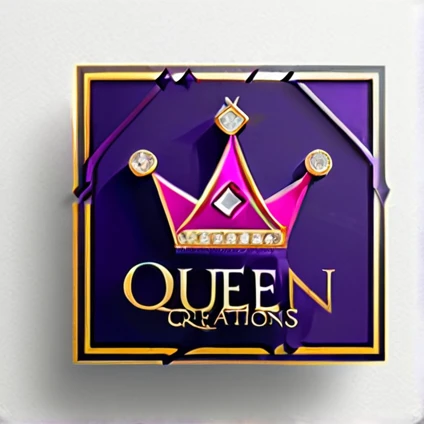 Logo Design for Queen Creations,  small business, digital design company, crown embedded with diamonds, bright colored, royal purple, royal blue, dark red , gold , pink, modern , sophisticated,  creative,  innovative,  