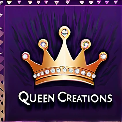 Logo Design for Queen Creations, small business, digital design company, crown embedded with diamonds, bright colored, royal purple, royal blue, dark red , gold , pink, modern , sophisticated, creative, innovative,