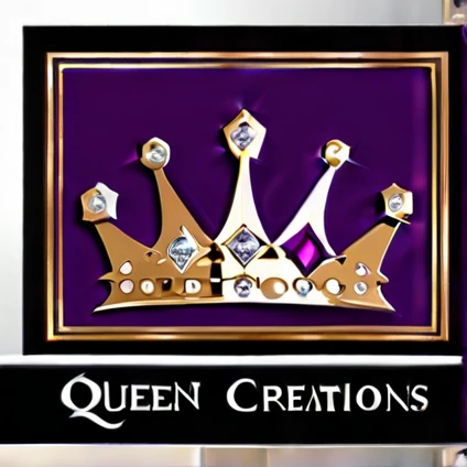 Logo Design for Queen Creations, small business, digital design company, crown embedded with diamonds, bright colored, royal purple, royal blue, dark red , gold , pink, modern , sophisticated, creative, innovative,