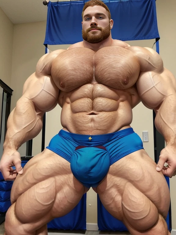 (perfect man:1.5), ginger, slight beard, hairy, vascular, realistic, posing, muscle bimbo, wearing a black jockstrap, extraordinary attractive European man with radiant blue eyes, (muscular:1.5), ginger, (defined muscles:1.5), extraordinary huge package bulge, (big package bulge:1.5), (hung:1.9)