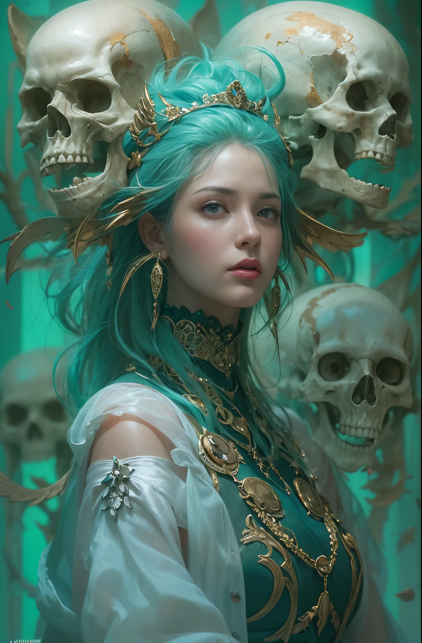 hell、purgatory、A world without light, Swarm of Undead、fear, Disillusioned, Wails, despair, depressed, The End, Requiem, Breathtaking beauty, Gothic, Solemn, Majestic, Very beautiful Caucasian woman in her 20s、Queen of the Exiles、The majesty of the queen, ペルセポネとhellの番犬, Countless Skulls, Concept Art | ArtJam, 4K Fantasy art, ArtJam julie bell beeple, Fantasy art Behance, 詳細なFantasy art, Peter Mohrbacher. Unreal Engine, Mohrbacher's artistic style, Peter Mohrbacher artstyle, Ultra-fine paintings by Yan J., Artstation Contest Winner, Fantasy art, カロル・バクとPeter Mohrbacher, Mohrbacher's artistic style, Peter Mohrbacherのスタイル, Peter Mohrbacher Art Style, Peter Moerbacher Style, detailed Fantasy art, 4K Fantasy art, By Jean Jay., Fantasy artスタイル, 2. 5D CGI Anime Fantasy Artwork, epic Fantasy artスタイル hd, Epic fantasy digital art style, 詳細なFantasy art, Detailed digital 2D fantasy art, ルアン・ジアとArtJam, 8k Fantasy art, Sharp contours, Sharp eyes with slit length, Beautiful and delicate blue eyes, pretty much beautiful face, Unparalleled beauty, masterpiece, highest quality, The perfect angle, Perfect composition, Best Shot, Official Art, Cinematic light, Very beautiful and fantastic scenery, before, Ultra-precision coating, Luminism, art by Carne Griffiths and What a bone Concept Art, 4K resolution, Fractal isometricdetailed bioluminescence , 3D Rendering, Octane Rendering, Exquisitely crafted , Cinematic, Trending isometric surreal cover photos、Art Station'Amazing full color, Hit definition , Very subtle contrast of light and shadow, Cinematic,Great background, Abstract Beauty,stand, Approaching perfection, Pure Form, Golden Ratio, minimum, Revert, Concept Art, What a bone、Intricate details, 8K Post-Production, High resolution, Hyper Detail, Art Stationのトレンド, Studio shot, Intricate details, Extremely delicate and detailed painting style, Beautiful painting art, Close-up