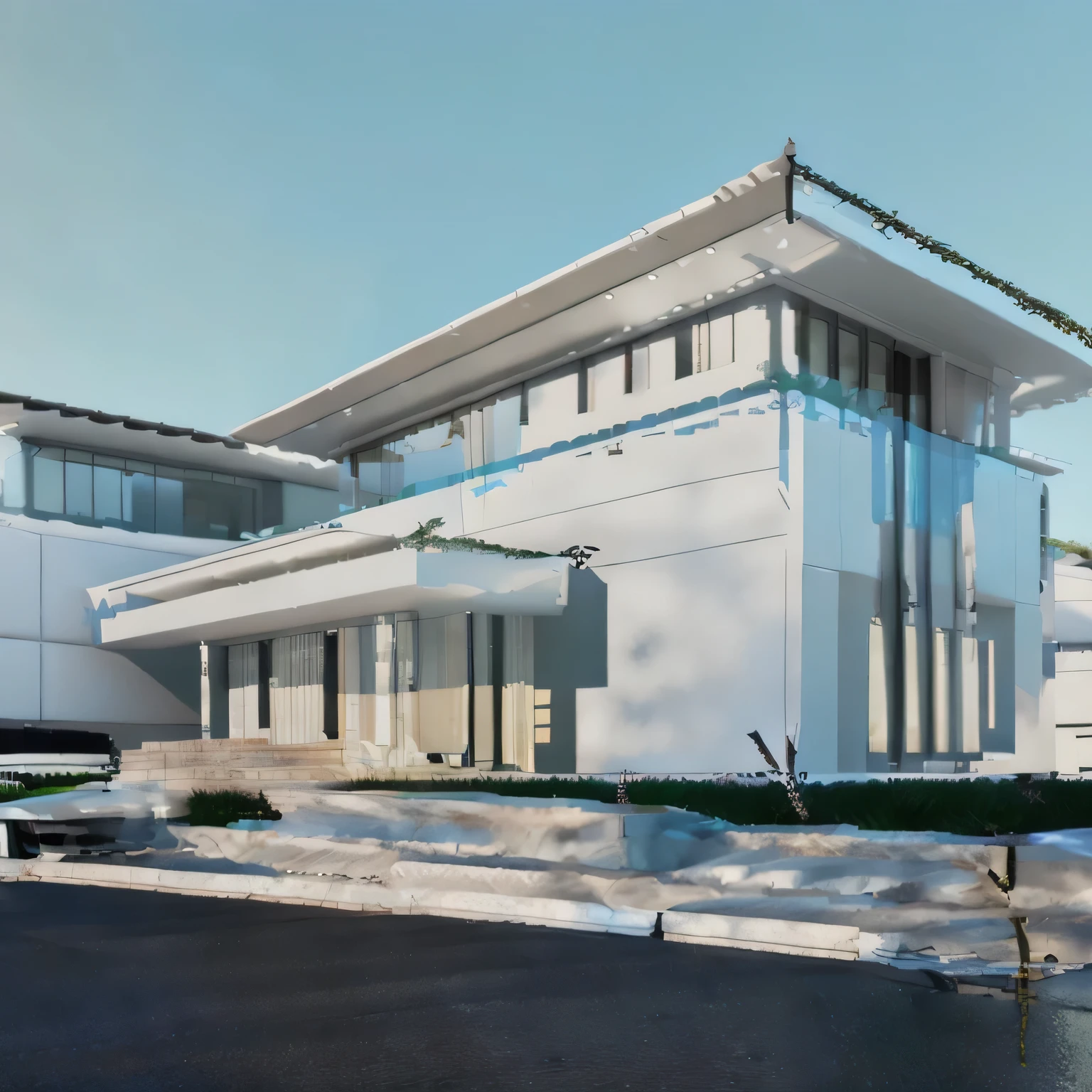 rendering of a modern house with a car parked in front of it, architectural visualization, architectural rendering, lumion rendering, a photorealistic rendering, architectural render, architectural 3 d render, 3d rendering, 3 d rendering, lumion render, precise architectural rendering, architectural visualisation, photorealistic rendering, complex 3 d render, complex 3d render, architecture render
