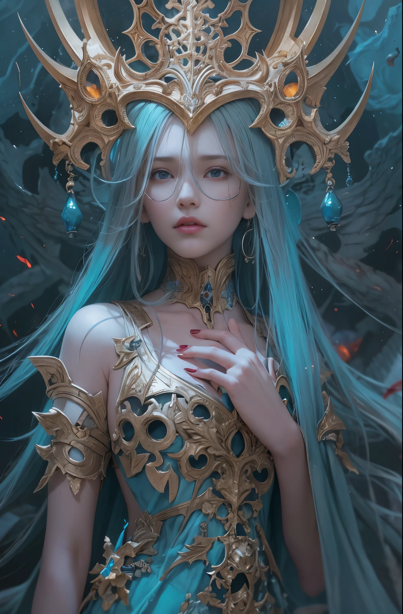 hell、purgatory、A world without light, Swarm of Undead、fear, Disillusioned, Wails, despair, depressed, The End, Requiem, Breathtaking beauty, Gothic, Solemn, Majestic, Very beautiful Caucasian woman in her 20s、Queen of the Exiles、The majesty of the queen, ペルセポネとhellの番犬, Countless Skulls, Concept Art | ArtJam, 4K Fantasy art, ArtJam julie bell beeple, Fantasy art Behance, 詳細なFantasy art, Peter Mohrbacher. Unreal Engine, Mohrbacher&#39;s artistic style, Peter Mohrbacher artstyle, Ultra-fine paintings by Yan J., Artstation Contest Winner, Fantasy art, カロル・バクとPeter Mohrbacher, Mohrbacher&#39;s artistic style, Peter Mohrbacherのスタイル, Peter Mohrbacher Art Style, Peter Moerbacher Style, detailed Fantasy art, 4K Fantasy art, By Jean Jay., Fantasy artスタイル, 2. 5D CGI Anime Fantasy Artwork, epic Fantasy artスタイル hd, Epic fantasy digital art style, 詳細なFantasy art, Detailed digital 2D fantasy art, ルアン・ジアとArtJam, 8k Fantasy art, Sharp contours, Sharp eyes with slit length, Beautiful and delicate blue eyes, pretty much beautiful face, Unparalleled beauty, masterpiece, highest quality, The perfect angle, Perfect composition, Best Shot, Official Art, Cinematic light, Very beautiful and fantastic scenery, before, Ultra-precision coating, Luminism, art by Carne Griffiths and What a bone Concept Art, 4K resolution, Fractal isometricdetailed bioluminescence , 3D Rendering, Octane Rendering, Exquisitely crafted , Cinematic, Trending isometric surreal cover photos、Art Station&#39;Amazing full color, Hit definition , Very subtle contrast of light and shadow, Cinematic,Great background, Abstract Beauty,stand, Approaching perfection, Pure Form, Golden Ratio, minimum, Revert, Concept Art, What a bone、Intricate details, 8K Post-Production, High resolution, Hyper Detail, Art Stationのトレンド, Studio shot, Intricate details, Extremely delicate and detailed painting style, Beautiful painting art, Close-up