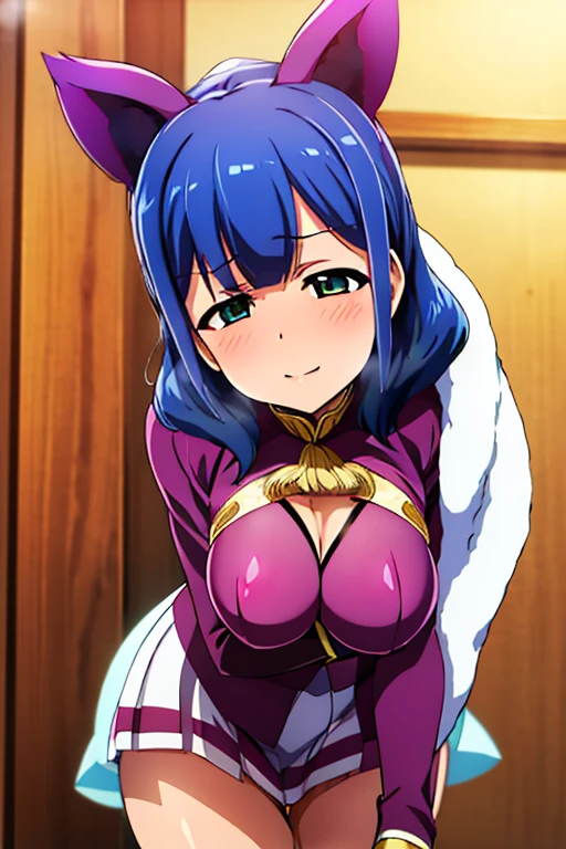 masterpiece, best quality, ultra-detailed, kawaii, cute, lovely, sexy, ero, extremely detailed, 4K, 8K, best quality, beautiful, anime style, latex bodysuit, beautiful eyes, large breast, tattoo, orgasm ,otonashi subaru,heterochromia,green right eye,blue left eye,twintails,cobalt blue hair,glasses,large breasts,Perfect body,animated, animification, tattoo,dark dress,beautiful detailed hair, purple Clothes,lift up skirt