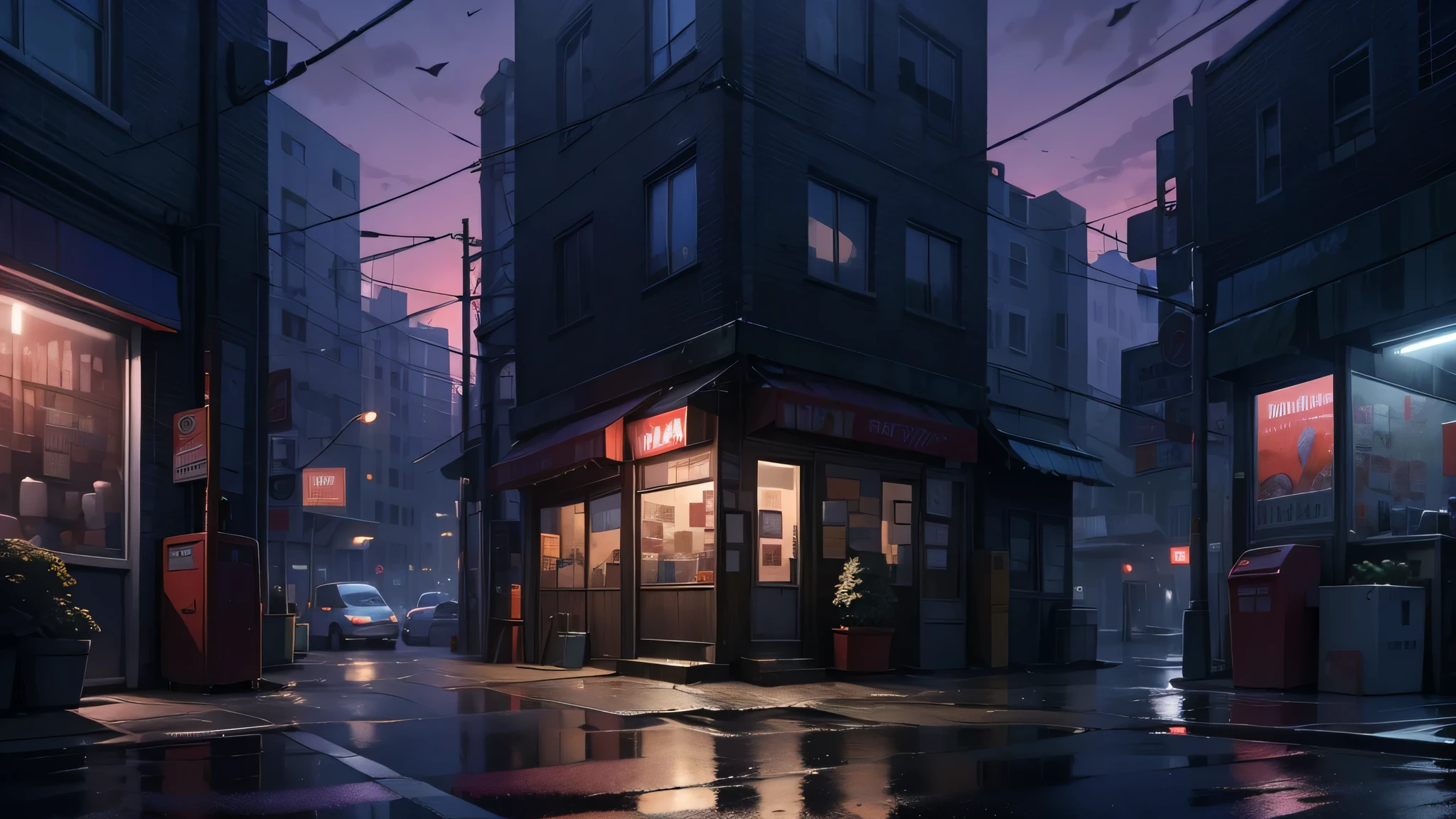 City Street,Vision,Front view,environment:dusk