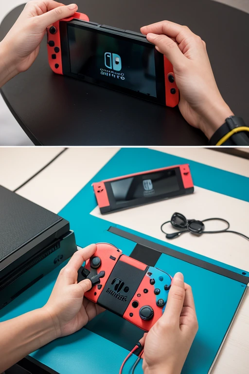 Nintendo Switch-like controllers being assembled in a factory