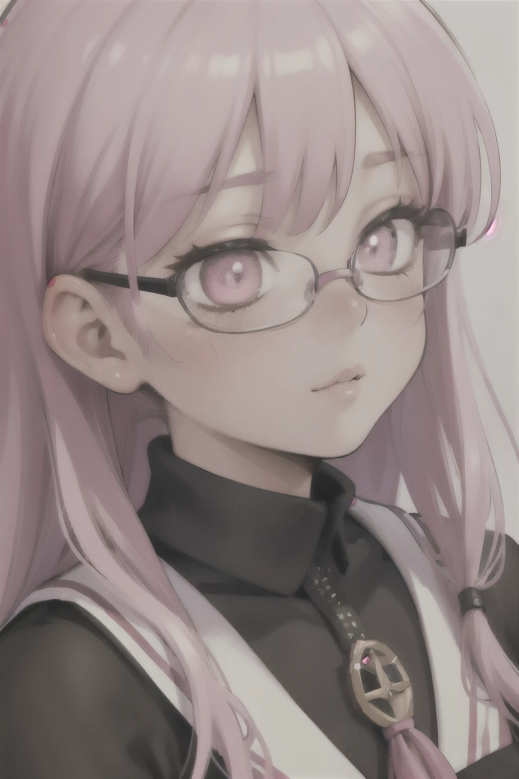 Close-up of a woman with pink hair wearing glasses, artwork in Guvez style, Guvez, kawaii realistic portrait, inspired by Seihiko-kun, glowing pink face, pink girl, beautiful anime portrait, pink glasses, glowing pink eyes, realistic anime 3 D style, Yanjuncheng, realistic anime art style, ((pink)8k
