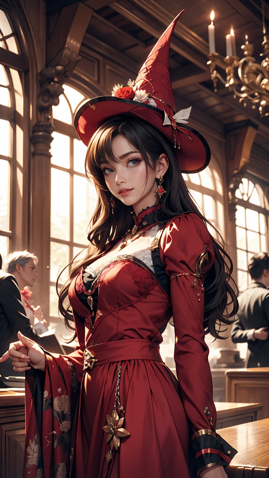 Parioulin Rouge、A young lady's misty blue classical skirt, vest and cavalier blouse、French woman、White、Silver Hair、blue eyes、Wavy hair、Smile