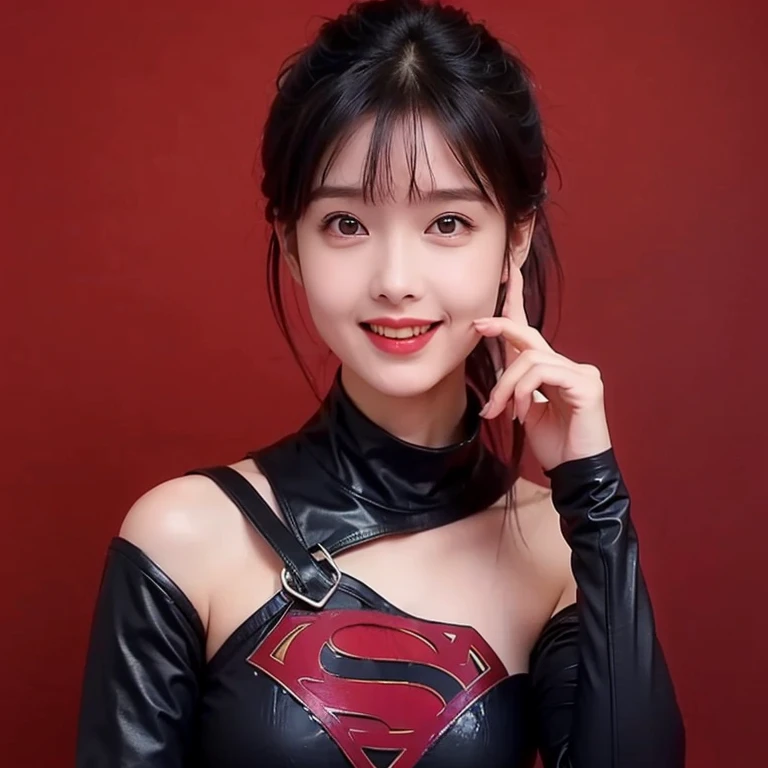 no background、(((Wearing black leggings.)))、(((Express the beauty of your smile legally)))、((((Get the most out of your original images)))、(((Supergirl Costume)))、(((Beautiful boy hairstyle)))、(((pain)))、(((Please wear black tights....、Wear red boots)))、((Best image quality、8k))、((best quality、8k、masterpiece:1.3))、(((Preserve background )))、Clear focus:1.2、Beautiful Women in Perfect Shape:1.4、Slim abdominal muscles:1.2、Wet:1.5、Highly detailed face and skin texture、8k