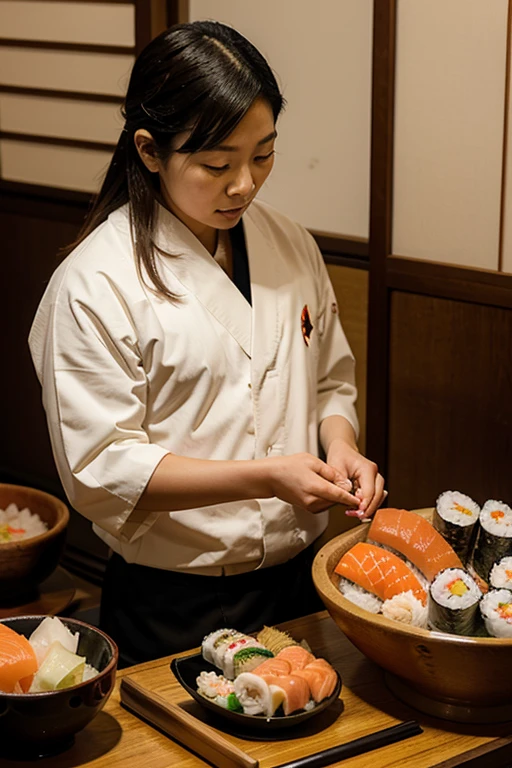 japenese chief who prepares traditional sushi